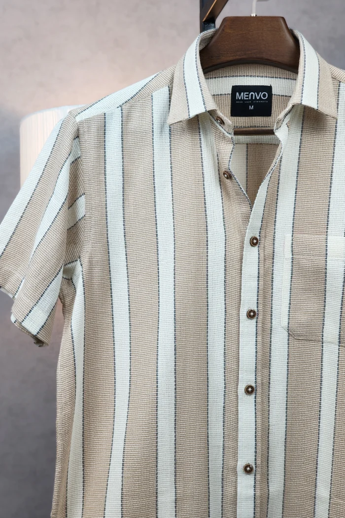 MENVO Safari Stripe Half Shirt