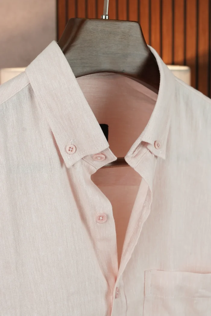 MENVO Solid Button-Down Shirt - Blush Pink