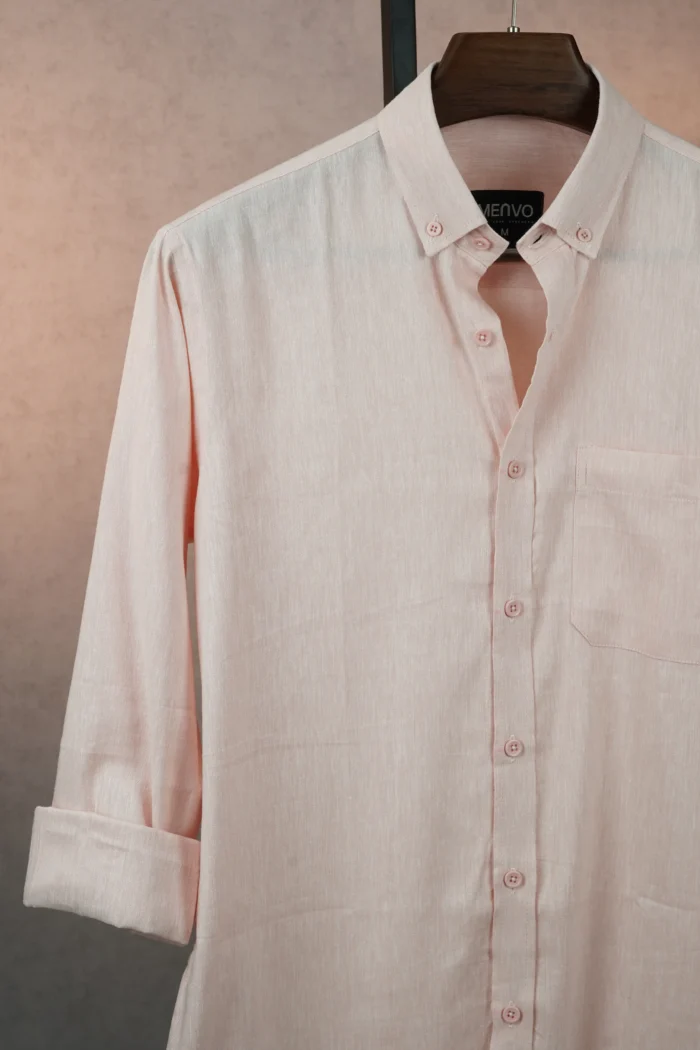 MENVO Solid Button-Down Shirt - Blush Pink