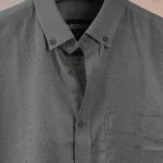 MENVO Solid Button-Down Shirt - Charcoal Grey