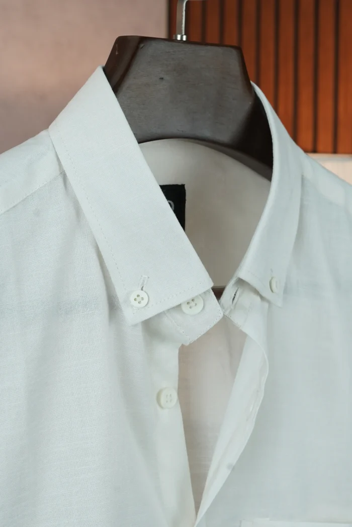 MENVO Solid Button-Down Shirt - Crisp White