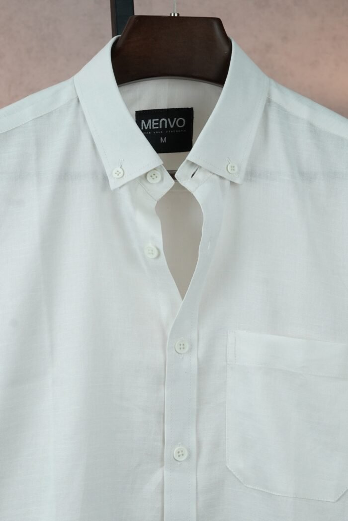 MENVO Solid Button-Down Shirt - Crisp White