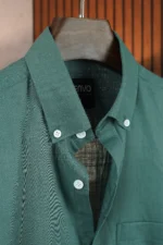 MENVO Solid Button-Down Shirt - Deep Teal