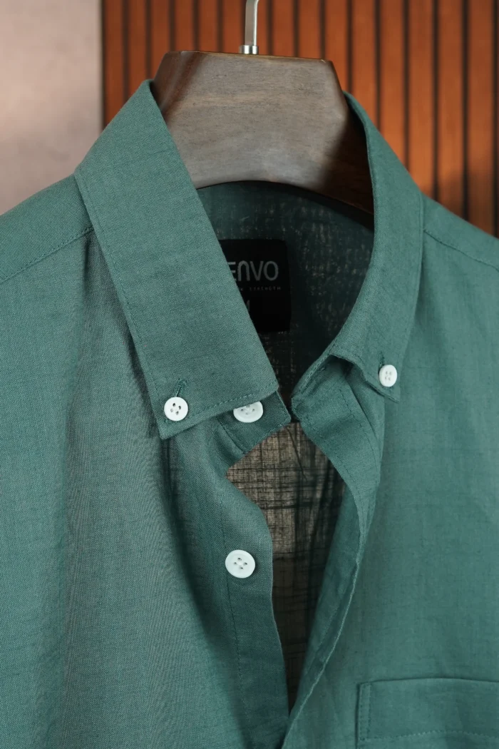 MENVO Solid Button-Down Shirt - Deep Teal