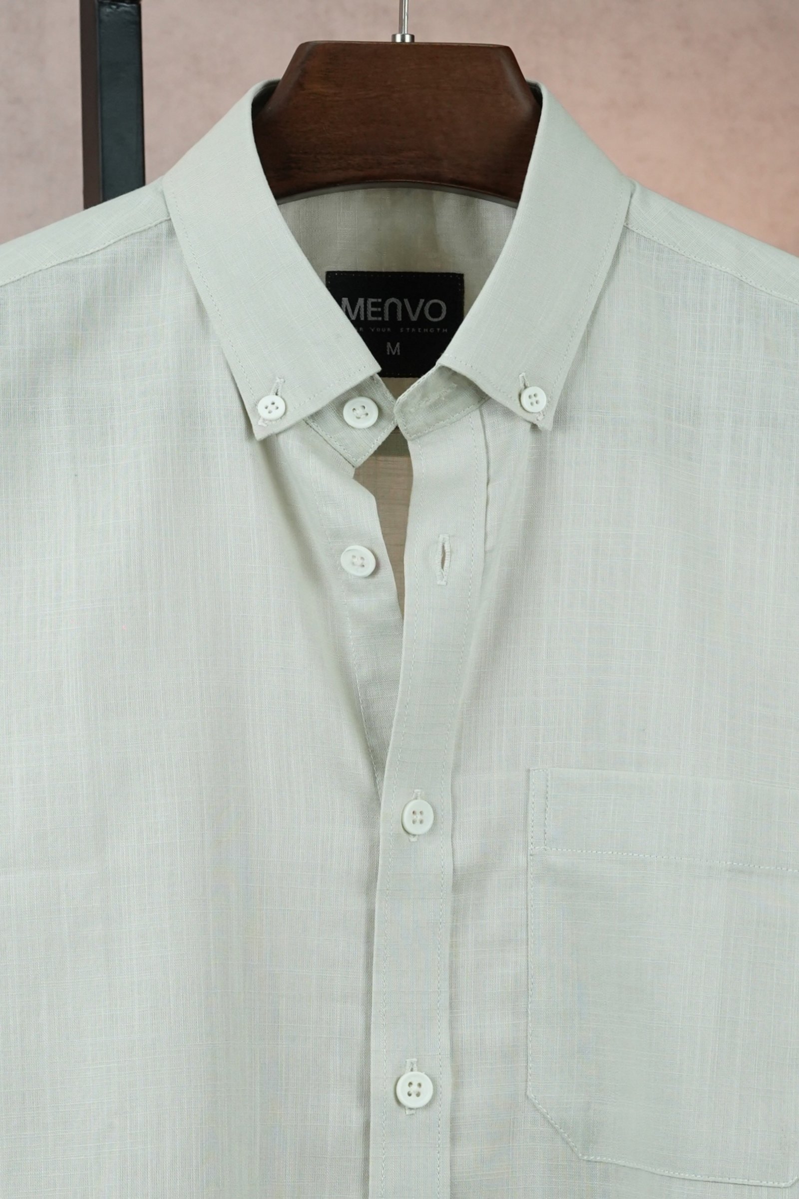 menvo-solid-button-down-shirt-light-stone-4 MENVO Button-Down Shirt - Light Stone