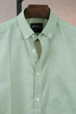 MENVO Solid Button-Down Shirt - Mint Green