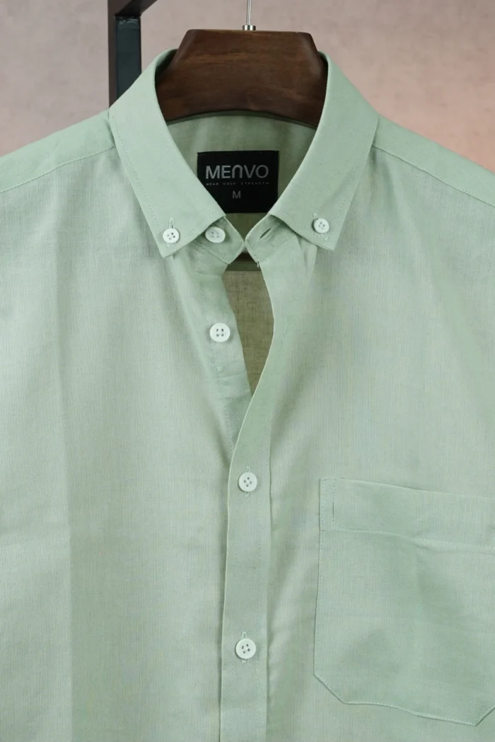 MENVO Solid Button-Down Shirt - Mint Green