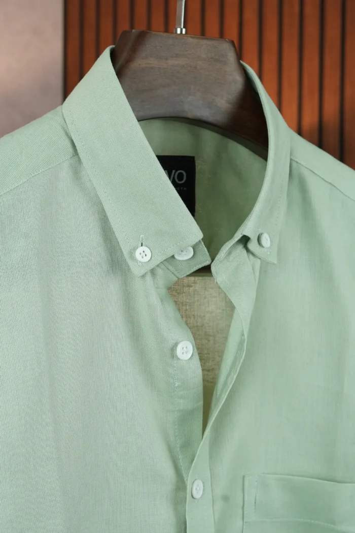 MENVO Solid Button-Down Shirt - Mint Green