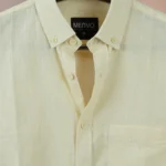 MENVO Solid Button-Down Shirt - Pale Yellow