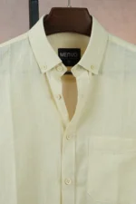 MENVO Solid Button-Down Shirt - Pale Yellow