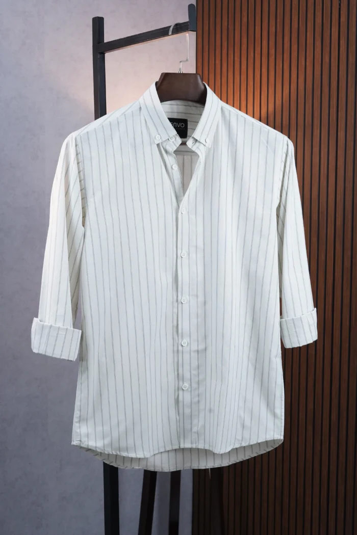 MENVO Resort White Stripe Shirt