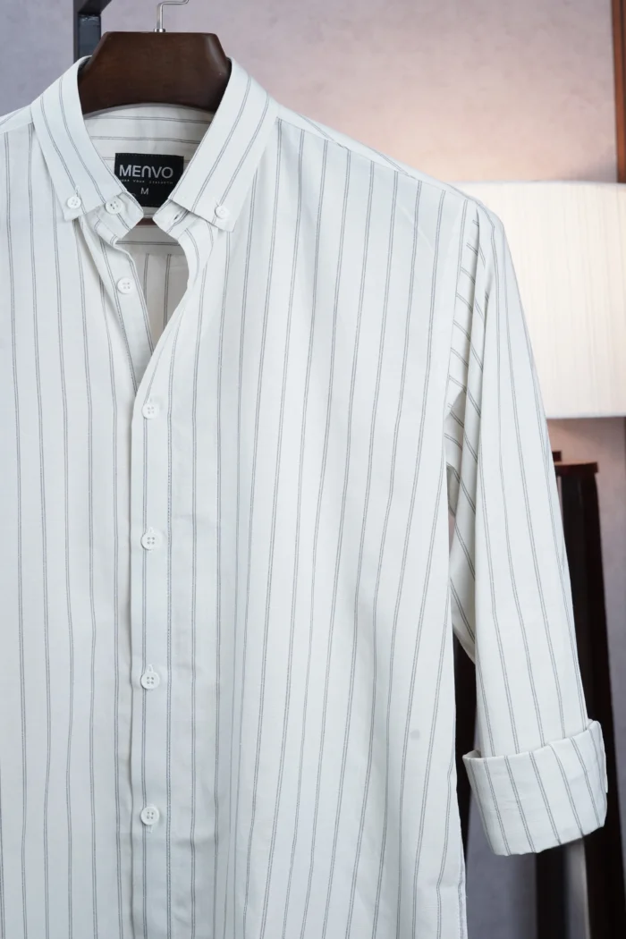 MENVO Resort White Stripe Shirt