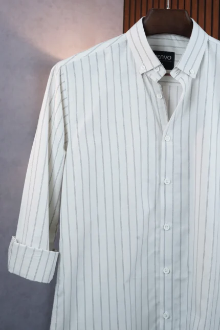 MENVO Resort White Stripe Shirt